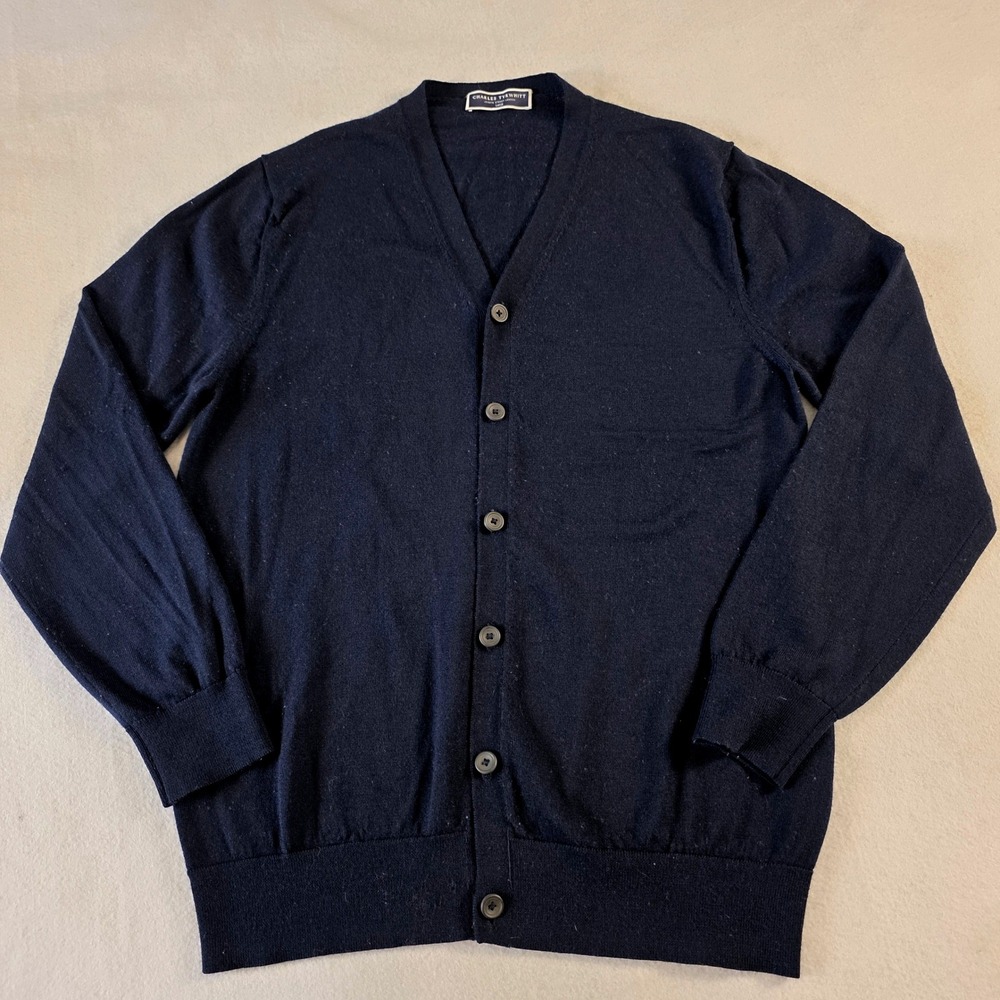 Charles Tyrwhitt Mens Navy Blue Extra Fine Merino Wool V-Neck Cardigan Large